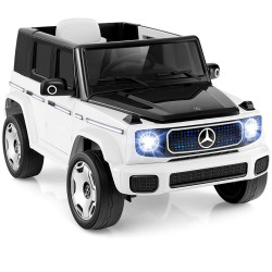 Mercedes-Benz elbil för barn med 2,4G fjärrkontroll & Strålkastare 12V elbil vit
